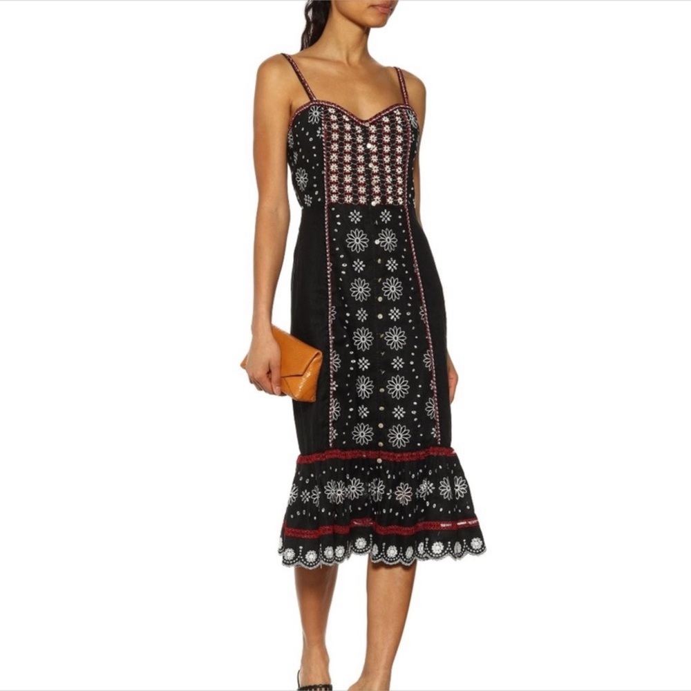 VERONICA BEARD Giuliana Dress Black Embroidered Sz 12